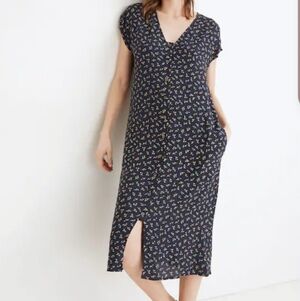 Madewell Navy Floral Midi Dress